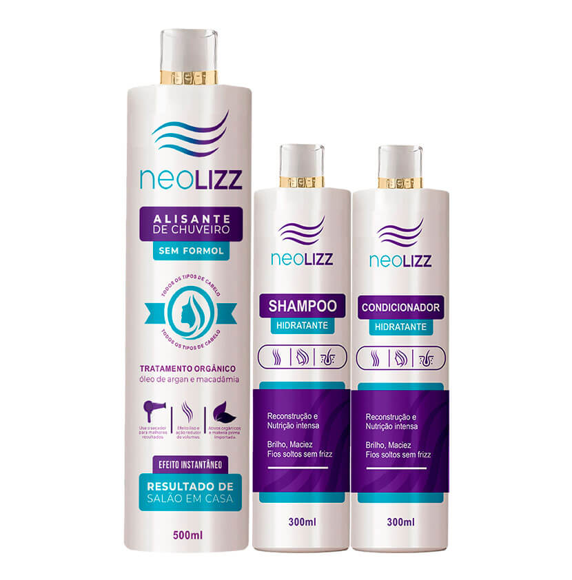 Neolizz – Alisante de Chuveiro – Shampoo – Condicionador